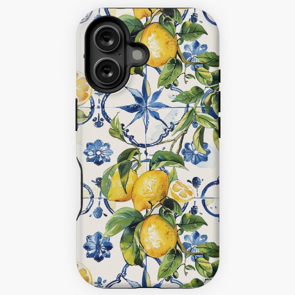 Item preview, Sicilian Lemons and Tiles Pattern Amalfi Coast Style designed and sold by GabriellaParadi.