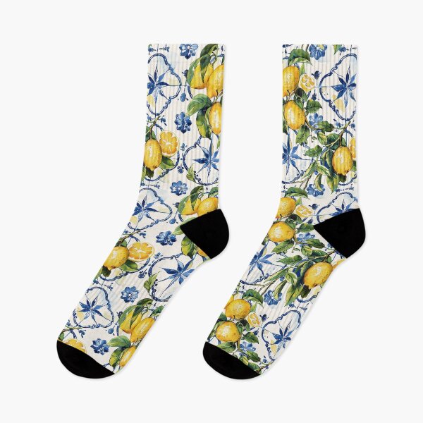 Item preview, Sicilian Lemons and Tiles Pattern Amalfi Coast Style designed and sold by PG Illustration.