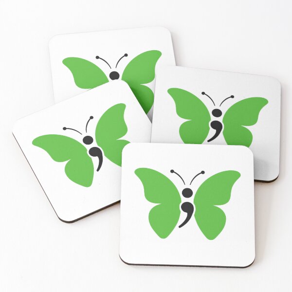Item preview, Semicolon Butterfly – Green Style Mental Health Symbol designed and sold by Colorless Spirit.
