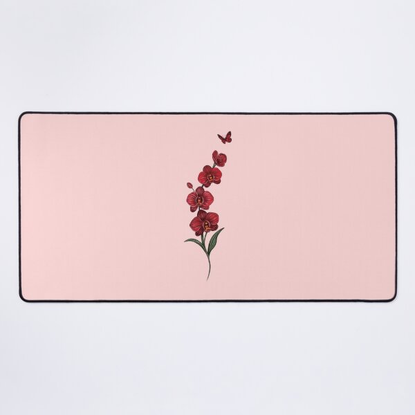 Item preview, Red Orchid Flower branch illustration with red butterfly designed and sold by Scarlet Swan.
