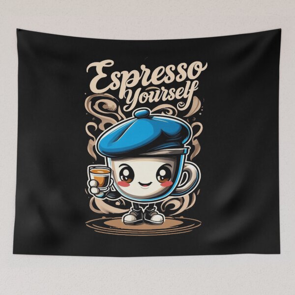Item preview, Cheerful Coffee Cup Character with 'Espresso Yourself' Art designed and sold by Winther-Art.