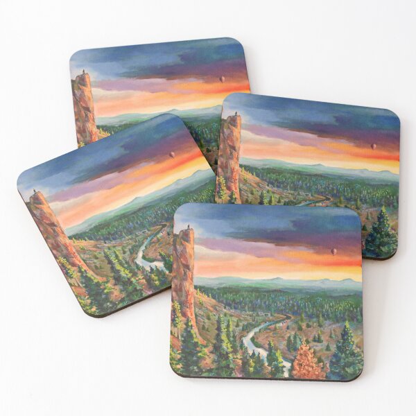 Item preview, Clifftop Viewpoint of Cascade Mountain Range with Hot Air Balloon designed and sold by pbldrt.