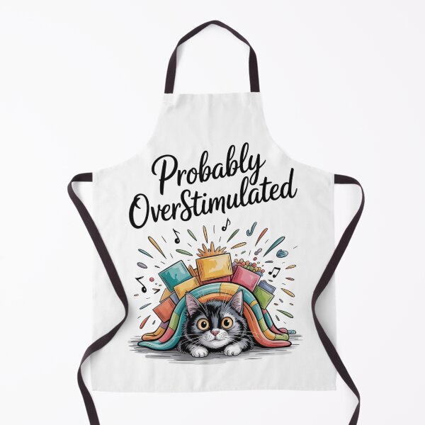 Item preview, Probably Overstimulated – Anxious Black Cat Doodle Illustration designed and sold by jubileejungle.