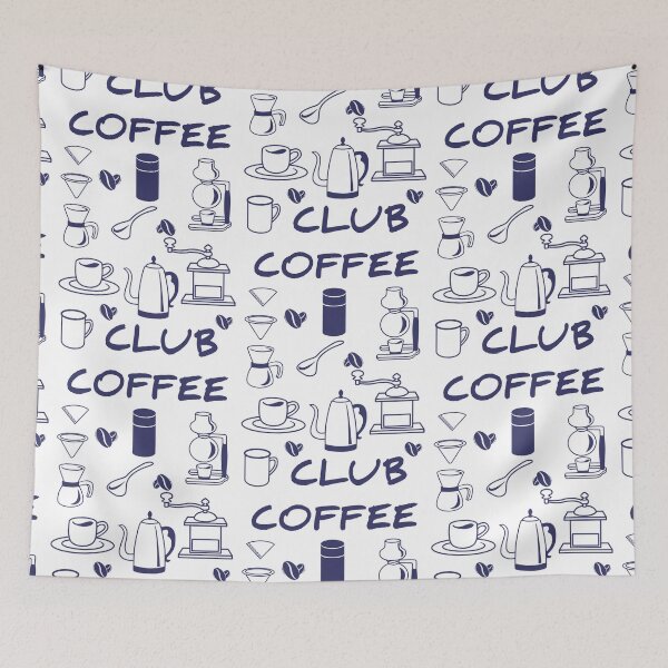 Item preview, Retro Coffee Club T-Shirt – Blue Ink Coffee Design with Cups & Equipment | Vintage Barista Aesthetic Tee designed and sold by aliceworks.