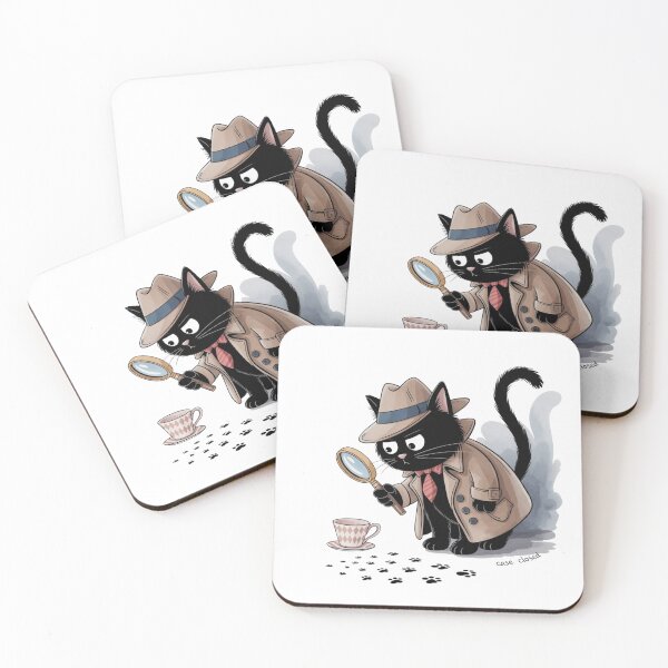 Item preview, Detective Cat – Black Cat Sleuth Watercolor Illustration designed and sold by jubileejungle.