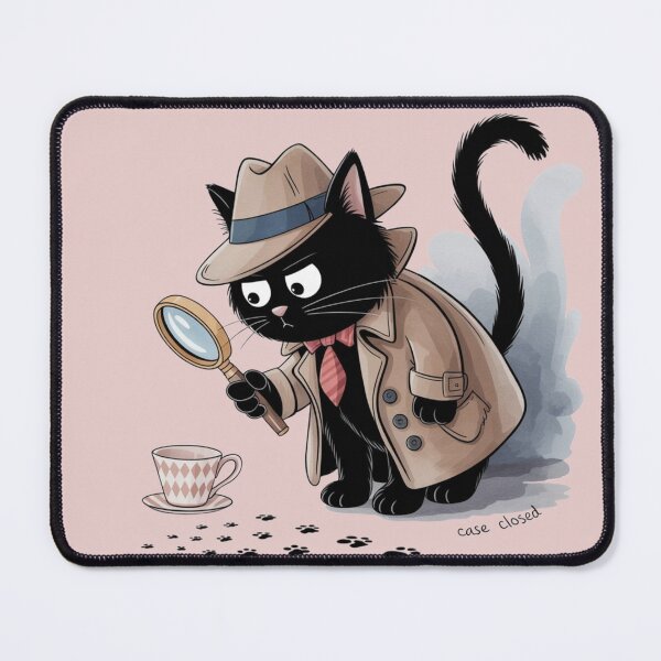 Item preview, Detective Cat – Black Cat Sleuth Watercolor Illustration designed and sold by jubileejungle.