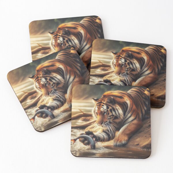 Item preview, Hungry Tiger Goes Fishing in the River designed and sold by nikkolaus.