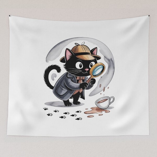 Item preview, Sleuth Mode Activated – Funny Black Cat Detective Art designed and sold by jubileejungle.