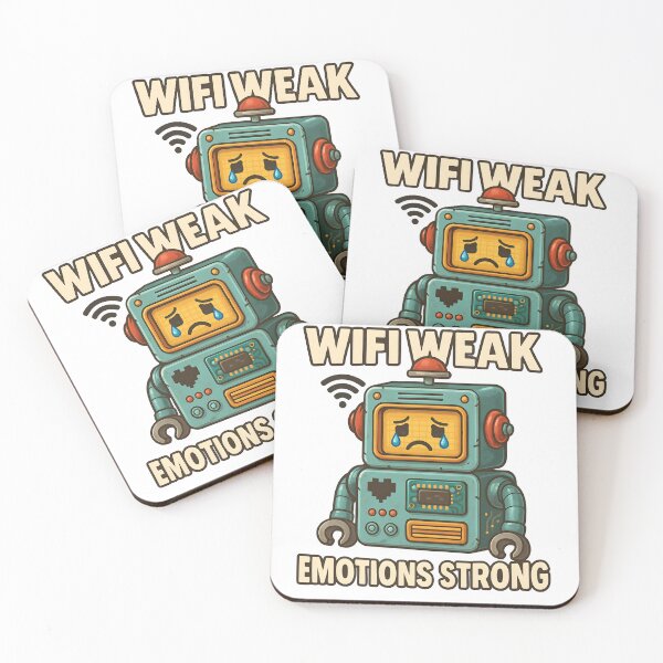 Item preview, WiFi Weak Emotions Strong Funny Robot T-Shirt Design designed and sold by WolfPixelRo.
