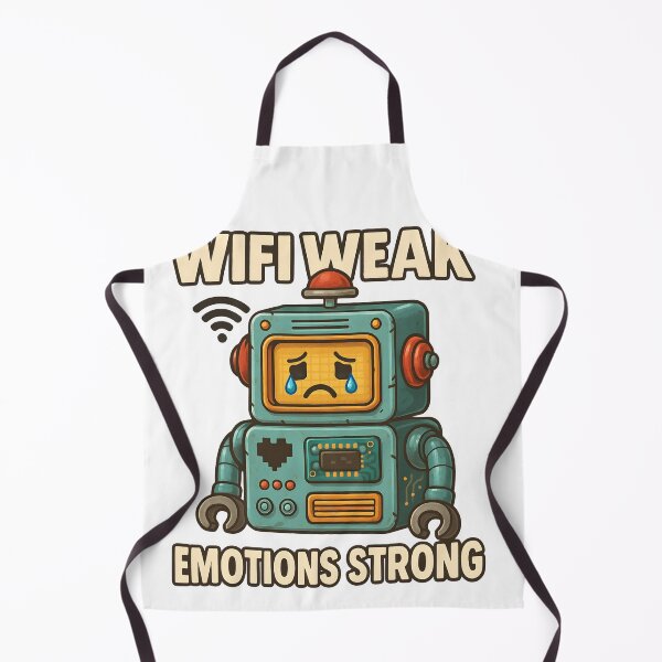 Item preview, WiFi Weak Emotions Strong Funny Robot T-Shirt Design designed and sold by WolfPixelRo.