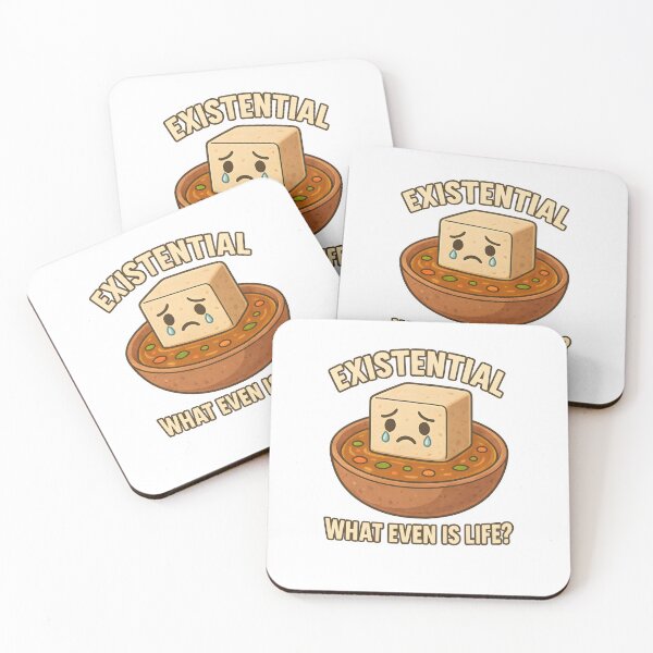 Item preview, Existential Tofu Funny Vegan Soup Cartoon Design designed and sold by WolfPixelRo.