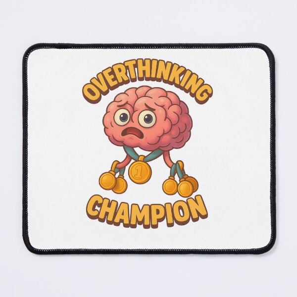 Item preview, Overthinking Champion Funny Brain Cartoon Design designed and sold by WolfPixelRo.