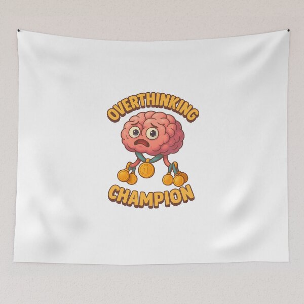 Item preview, Overthinking Champion Funny Brain Cartoon Design designed and sold by WolfPixelRo.
