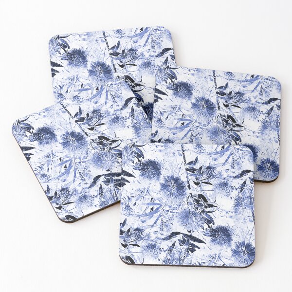 Item preview, Bottlebrush Tree Pattern in Monochromatic Blue designed and sold by Artistestella.