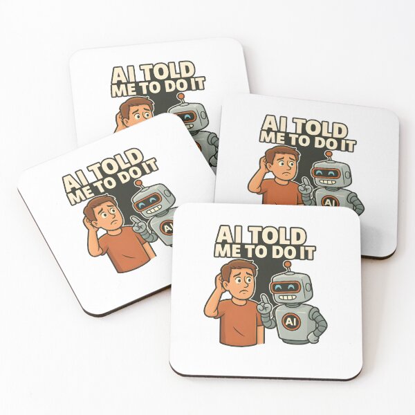 Item preview, AI Told Me to Do It – Funny Robot & Human Comic Design designed and sold by WolfPixelRo.