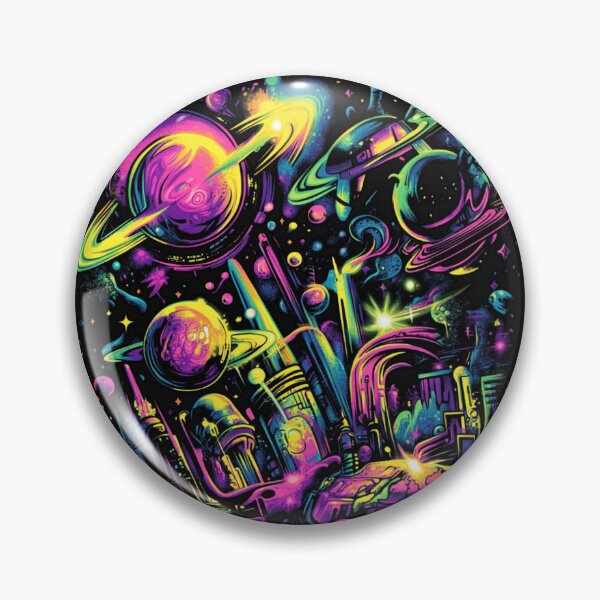 Item preview, Neon Space City with Exploding Planets designed and sold by JustaKiss822.
