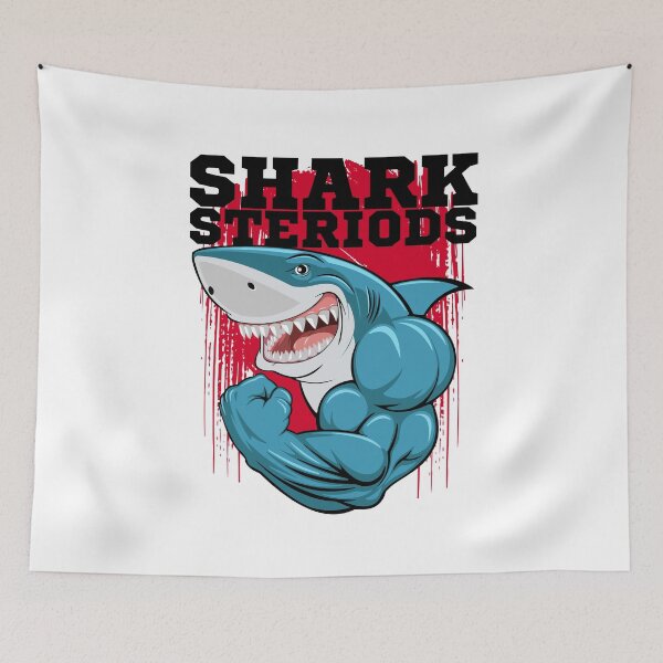 Item preview, Shark Steroids Cartoon — Funny Jacked Shark designed and sold by pUNKnown.