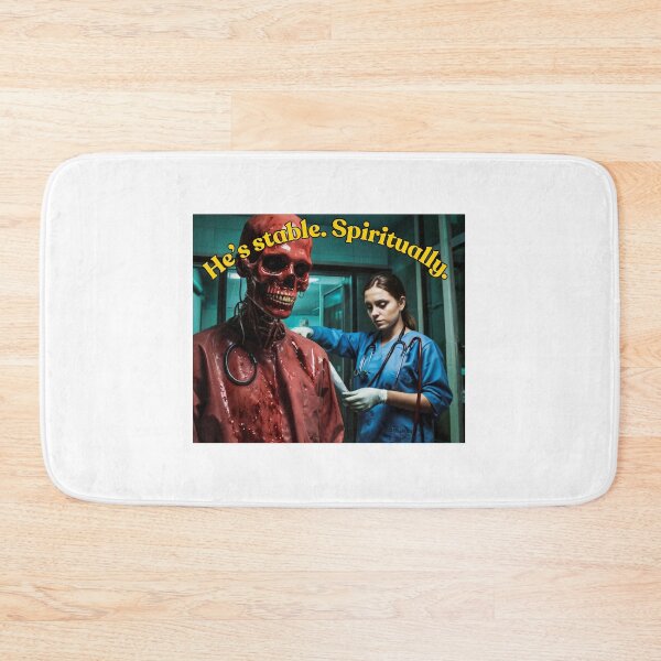 Item preview, He’s Stable. Spiritually. — Dark Hospital Humor designed and sold by Artitude Studio.