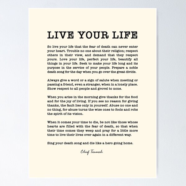Item preview,  Live Your Life by Chief Tecumseh poem designed and sold by corbrand.