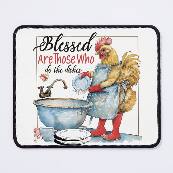 Item preview, Funny Chicken Kitchen Art - "Blessed Are Those Who Do the Dishes" Farmhouse Decor designed and sold by sornchai4917.