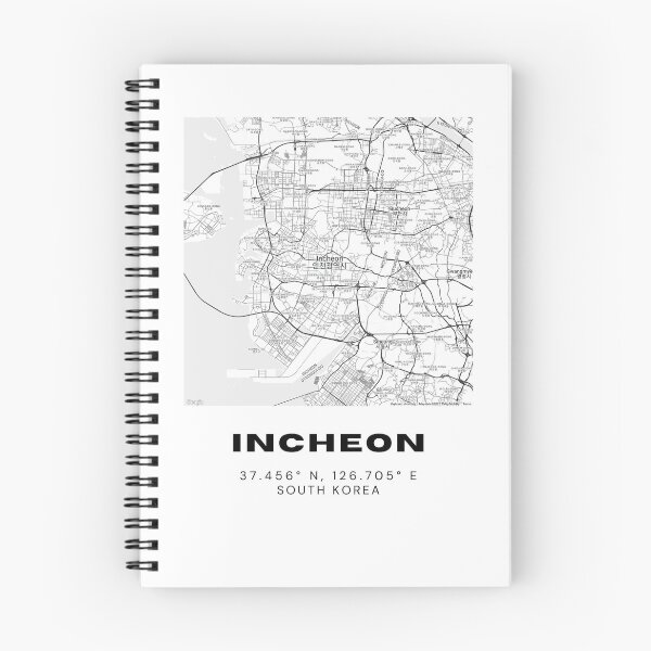 Item preview, Minimalist Incheon Map – Modern Black and White Korea Line Art designed and sold by RM-Journey.