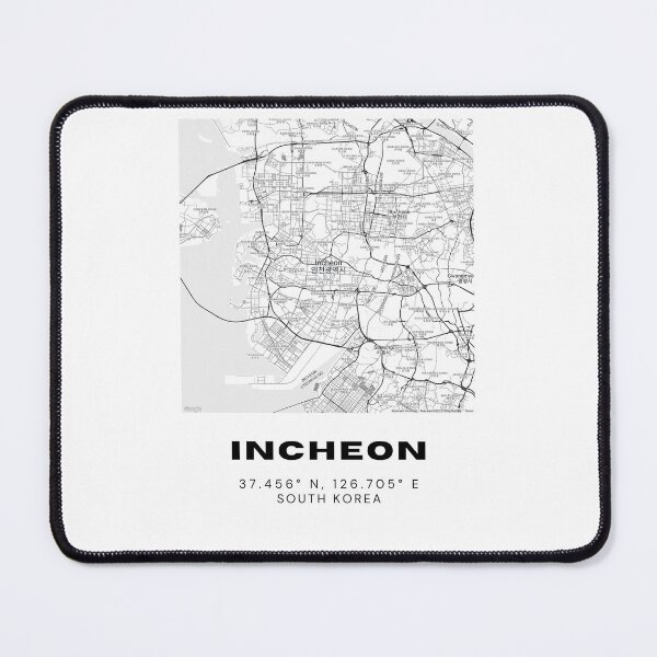 Artikelvorschau, Minimalistische Incheon-Karte – Moderne schwarz-weiße Korea-Strichzeichnung entworfen und verkauft von RM-Journey.