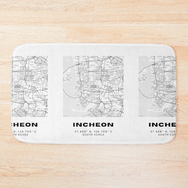 Item preview, Minimalist Incheon Map – Modern Black and White Korea Line Art designed and sold by RM-Journey.