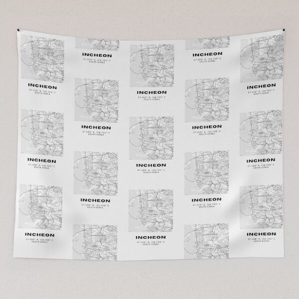 Item preview, Minimalist Incheon Map – Modern Black and White Korea Line Art designed and sold by RM-Journey.