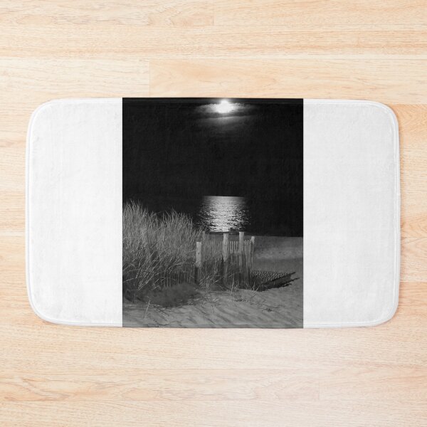 Item preview, Romantic Moon Shining Over the Beach  Jersey Shore  in Monochrome designed and sold by BradKnorrArt.