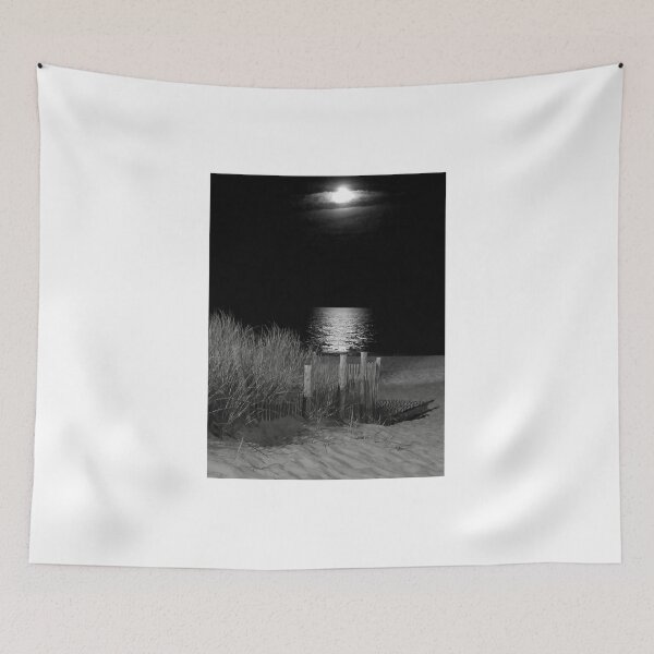 Item preview, Romantic Moon Shining Over the Beach  Jersey Shore  in Monochrome designed and sold by BradKnorrArt.