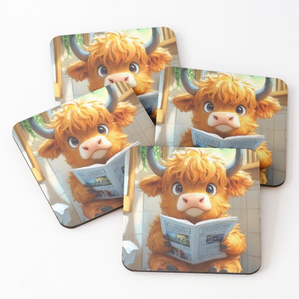 Item preview, Animal Toilet Fluffy Highland Cow Reading Newspaper Sunlit Bathroom designed and sold by earlobejerk.