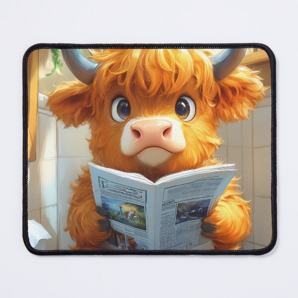 Item preview, Animal Toilet Fluffy Highland Cow Reading Newspaper Sunlit Bathroom designed and sold by earlobejerk.