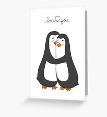 Penguins in love Greeting Card