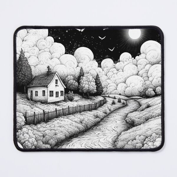 Item preview, Moonlit Cottage by the Swirling Stream designed and sold by Pixel Junkies Studio.