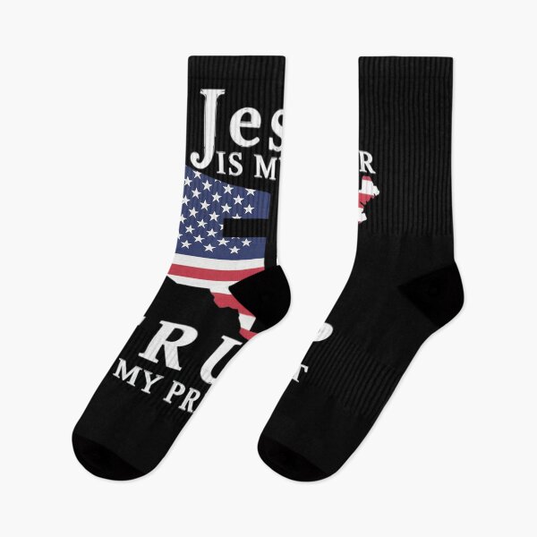 Item preview, Jesus Is My Savior Trump Is My President, USA Flag and Cross designed and sold by Nekusa.