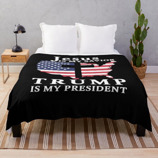 Item preview, Jesus Is My Savior Trump Is My President, USA Flag and Cross designed and sold by Nekusa.