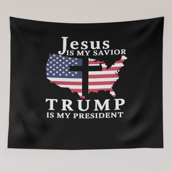Item preview, Jesus Is My Savior Trump Is My President, USA Flag and Cross designed and sold by Nekusa.