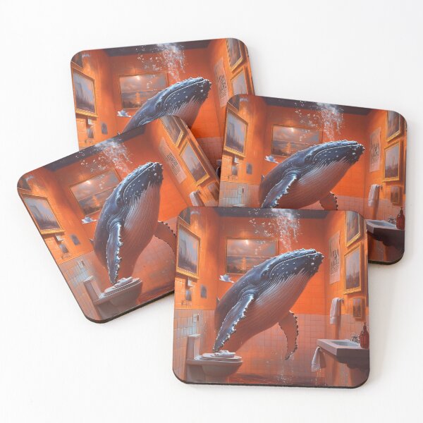 Item preview, Animal Surreal Whale Emerging From Toilet Ocean Themed Art Bathroom designed and sold by gamalruginaq.