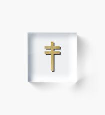 Frightened Rabbit Inspired Design - Frightened Rabbit Cross - Cross (WHITE BACKGROUND VERSION) Acrylic Block