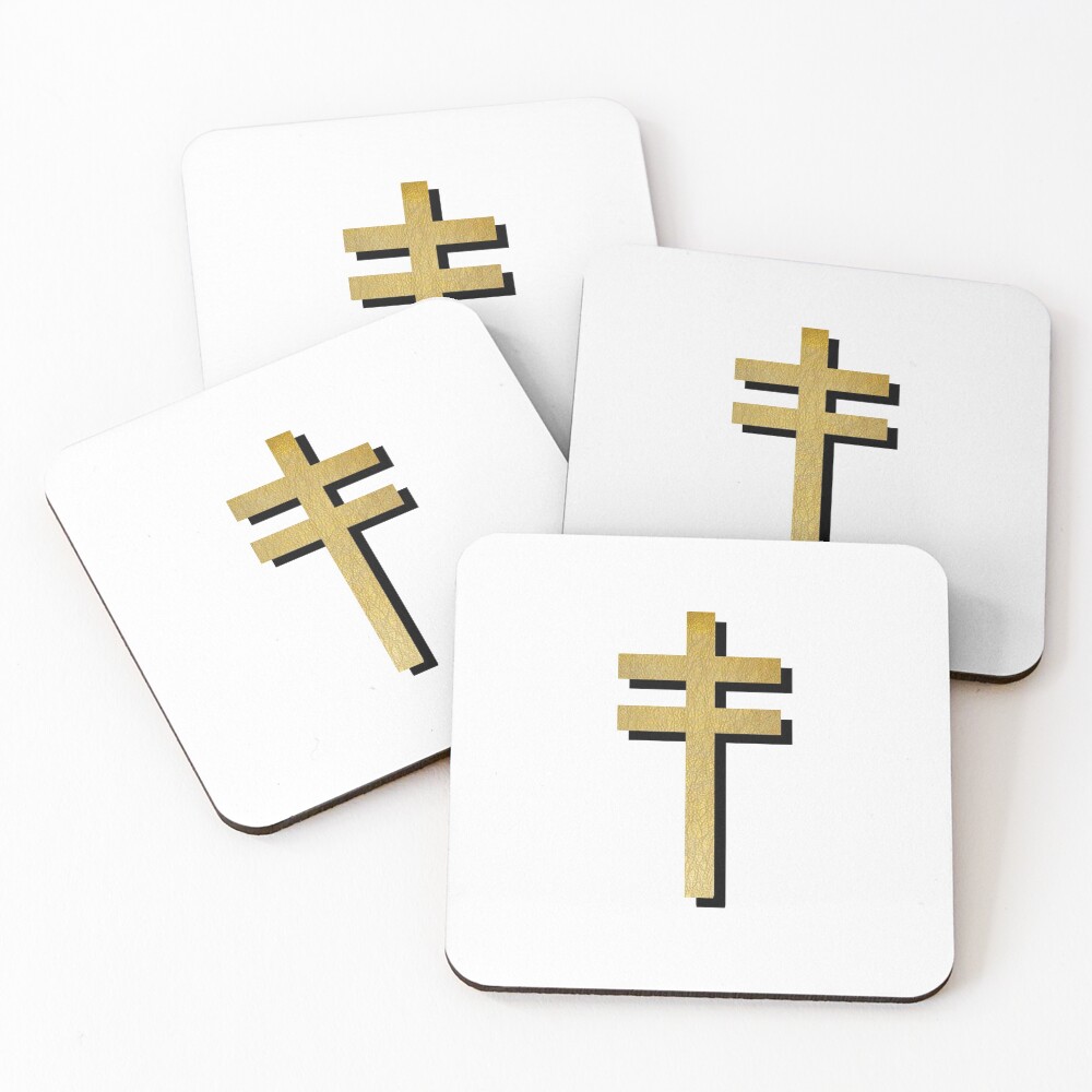 Frightened Rabbit Inspired Design - Frightened Rabbit Cross - Cross (WHITE BACKGROUND VERSION) Coasters (Set of 4)