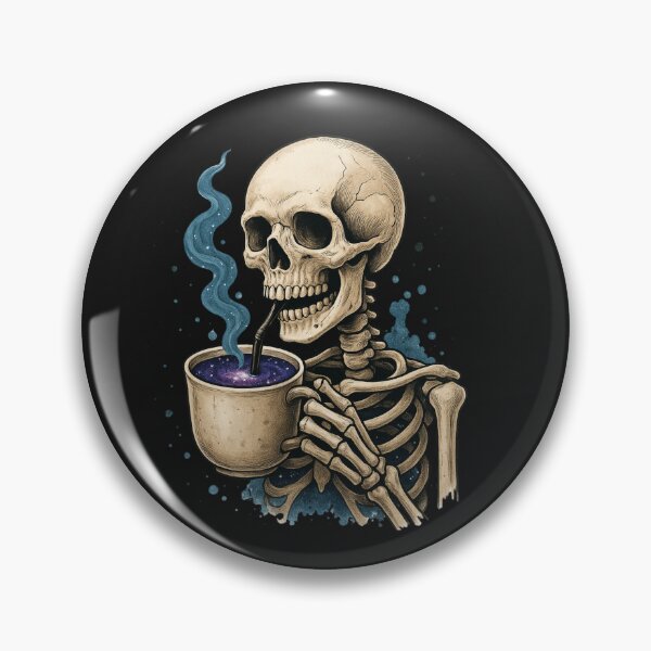 Item preview, Skeleton Drinking Coffee with Galaxy Inside – Cosmic Goth Skull Design designed and sold by ColorSplash123.