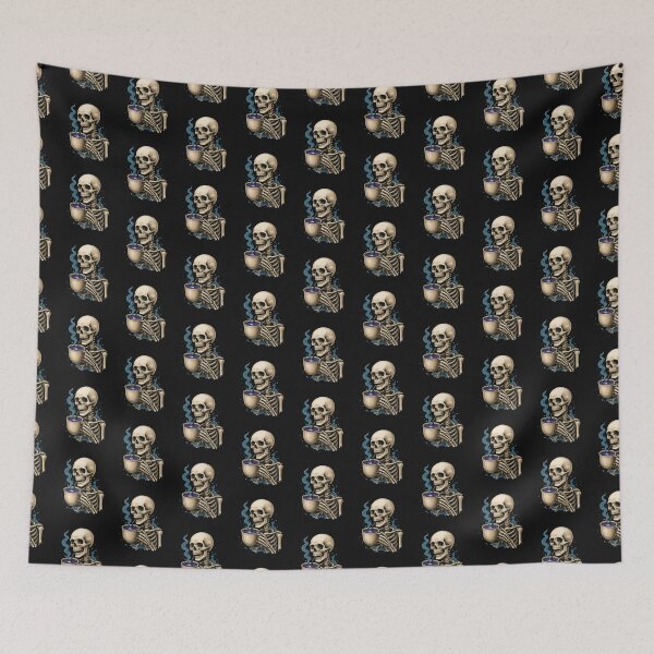 Item preview, Skeleton Drinking Coffee with Galaxy Inside – Cosmic Goth Skull Design designed and sold by ColorSplash123.