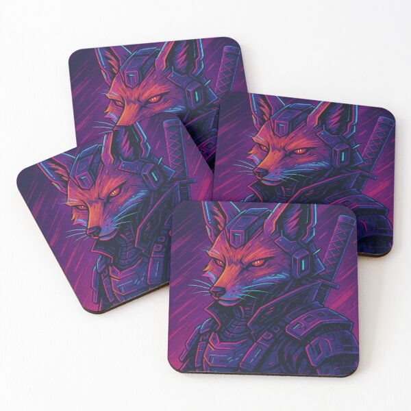 Item preview, Cyberpunk Fox Samurai in Neon Armor designed and sold by dessertcruzing.
