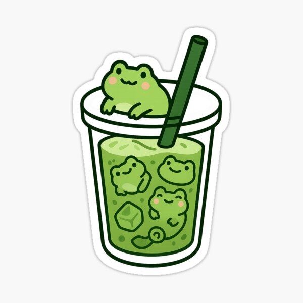 Item preview, Frogcha Float – Kawaii Matcha Latte Frog Sticker designed and sold by Tripconic.