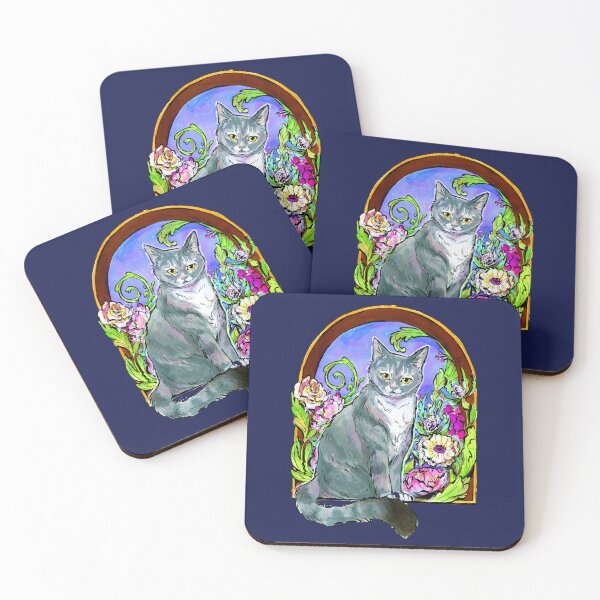 Item preview, Grey Cat Nouveau designed and sold by Helabella Art.