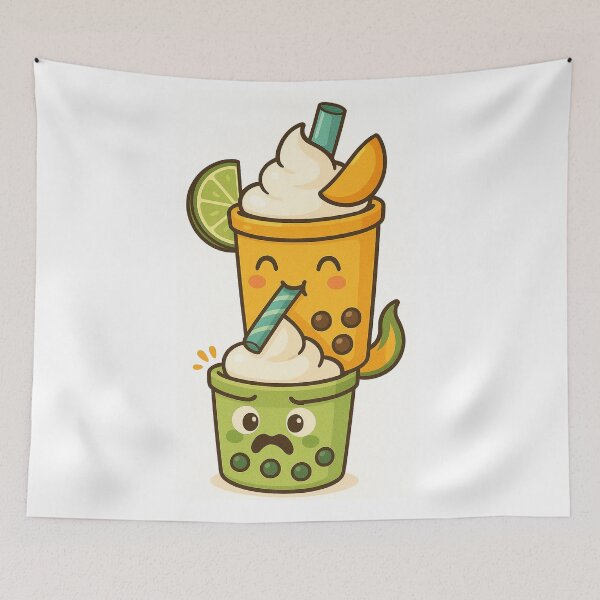 Item preview, Sour Surprise: Mango Bobba Sneaks a Sip from Lime! designed and sold by Asbiell.