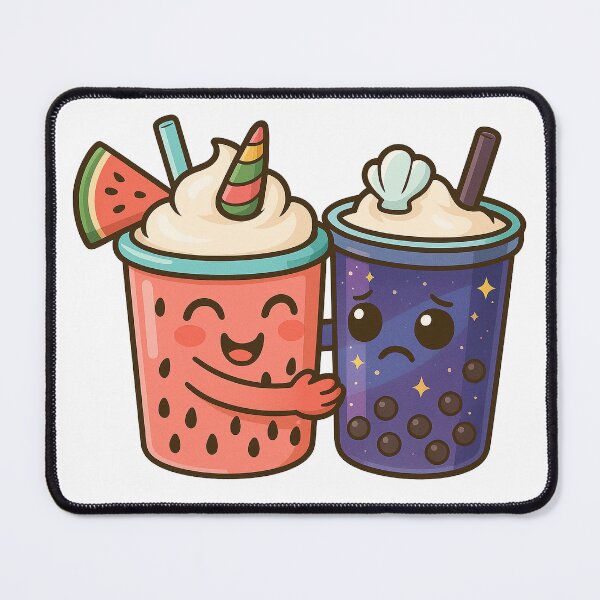 Item preview, Watermelon Bobba Hugging Galaxy Bobba – Kawaii Bubble Tea Duo designed and sold by Asbiell.