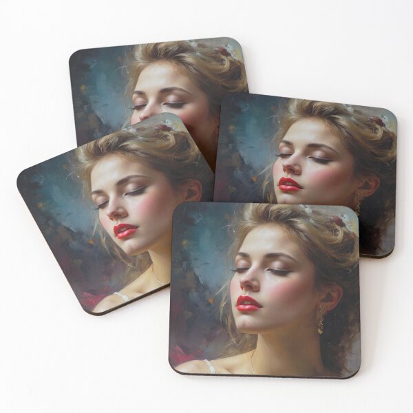 Item preview, Red Lips - Oil painting of a Gorgeous woman in blushing designed and sold by UmagineArts.