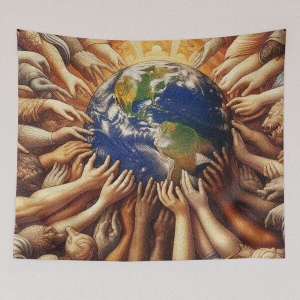 Item preview, Hands Holding Earth – Unity in Diversity, World Peace and Environmental Art designed and sold by Illuministique.