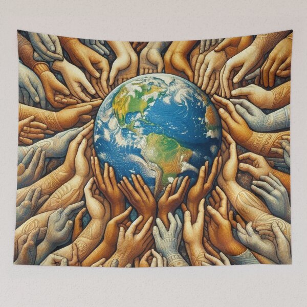 Item preview, Hands Holding Earth – Unity in Diversity, World Peace and Environmental Art designed and sold by Illuministique.